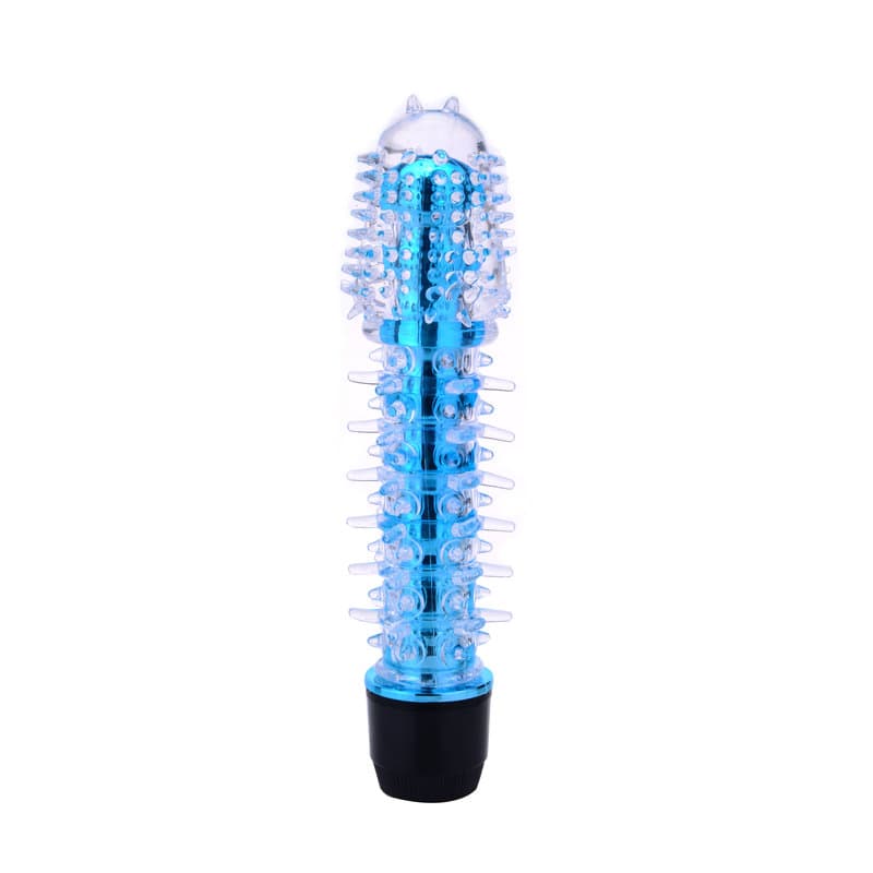 Renkli Fantazi Jelly Vibratör Tırtıklı (Mavi)