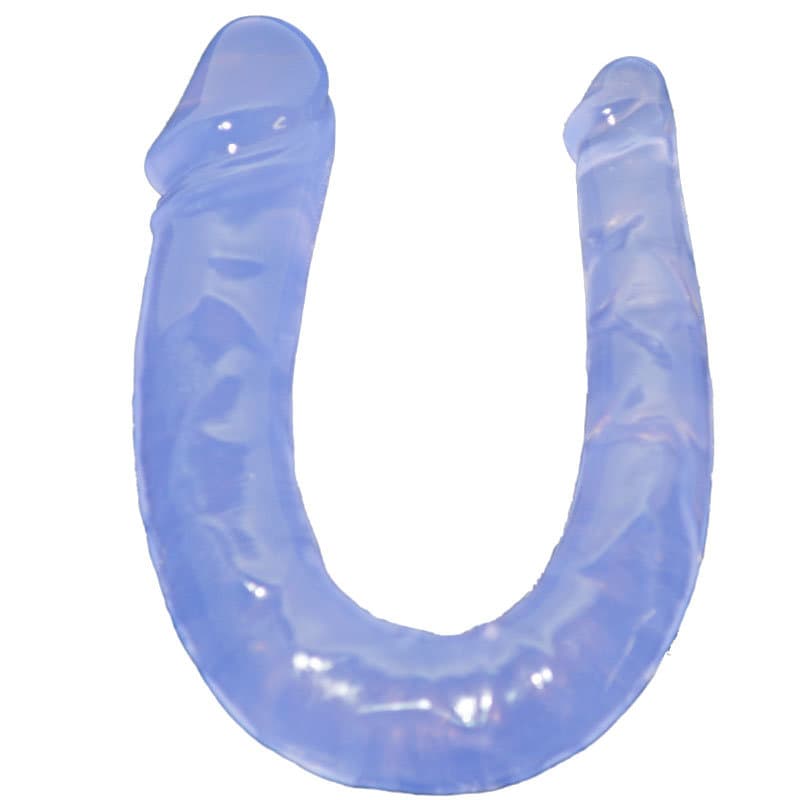 U-SHAPE – 28 Cm. – Çift Başlı Realistik Lezbiyen Dildo (Jelly Mavi)